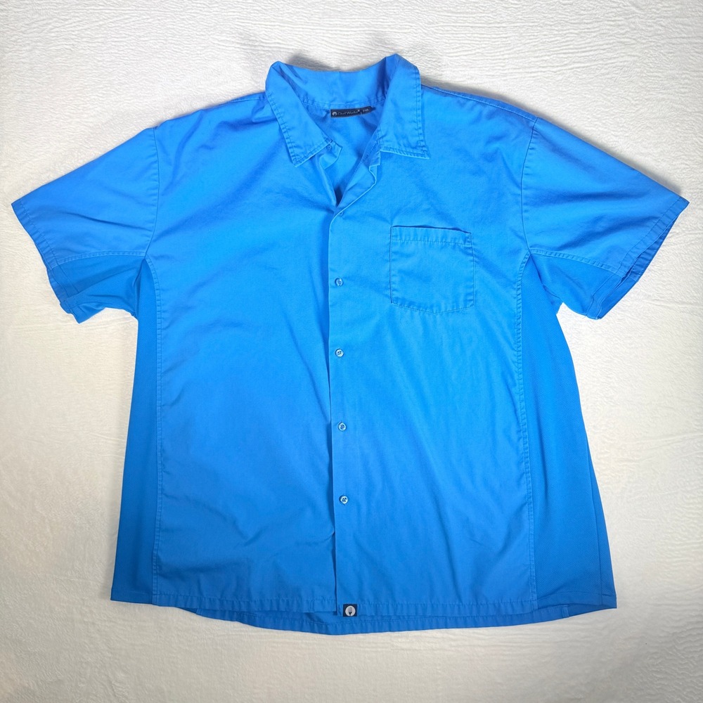 Chef Works Blue Short Sleeve Button Up Work‎ Shirt Size 2XL Culinary Resaurant